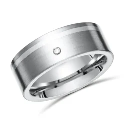 Exklusiver Ring Titan Einlage Silber & Diamant TR0079SL