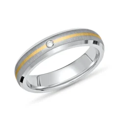 Exklusiver Ring Titan Einlage Gold 4mm & Diamant TR0055SL