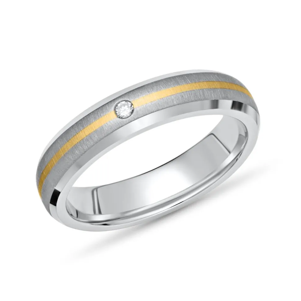 Exklusiver Ring Titan Einlage Gold 4mm & Diamant TR0055SL
