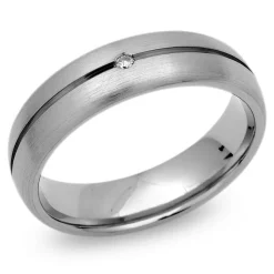 Exklusiver Ring Titan mit Glanzrille & Diamant TR0071SL