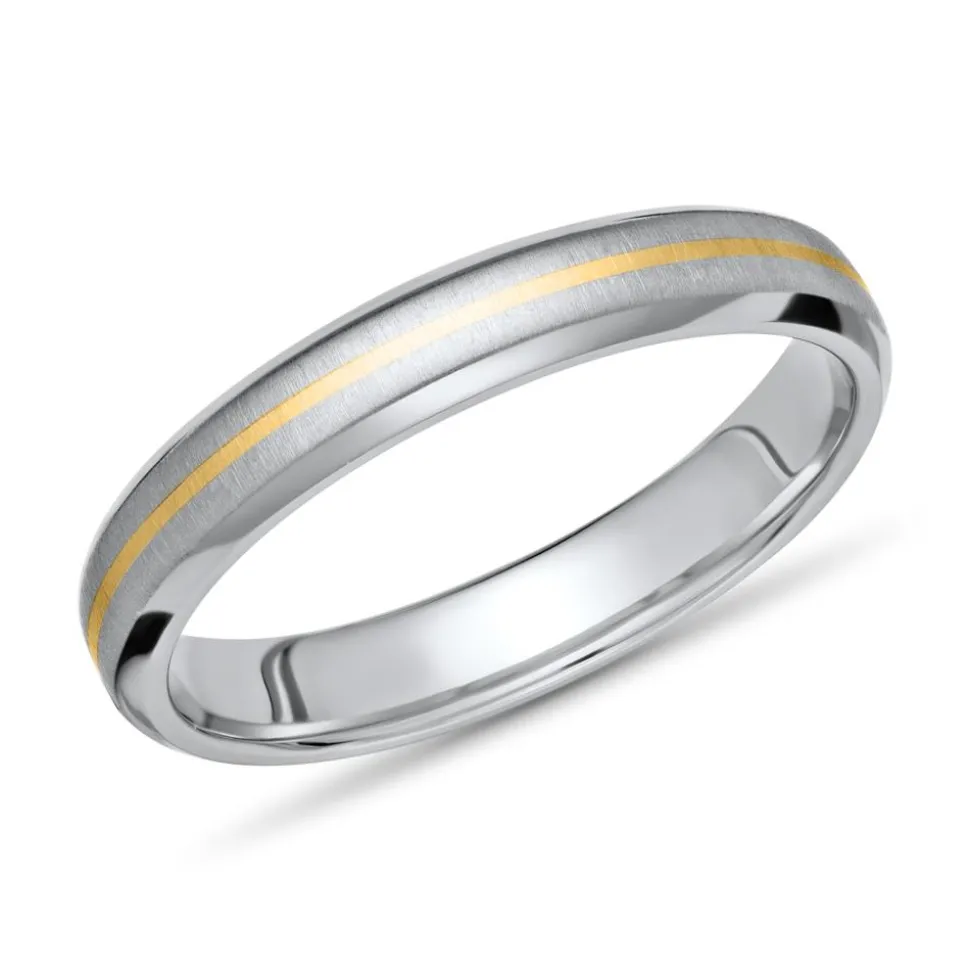 Exklusiver Ring Titan mit Einlage Gold 4mm breit TR0054SL