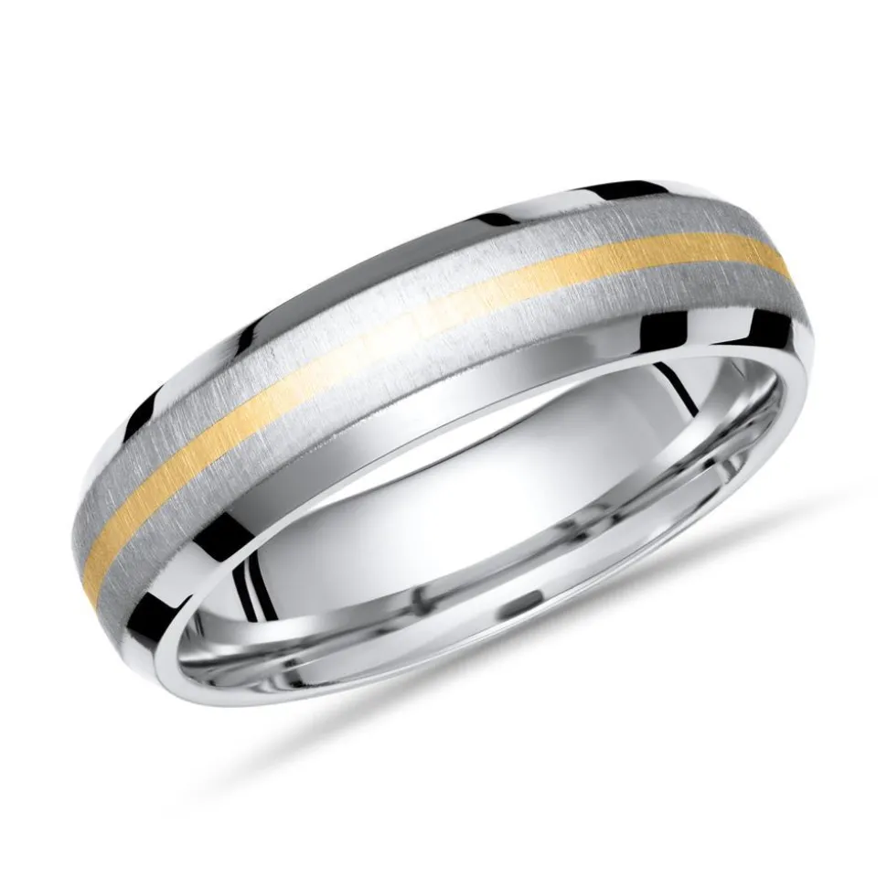 Exklusiver Ring Titan mit Einlage Gold 6mm breit TR0012SL