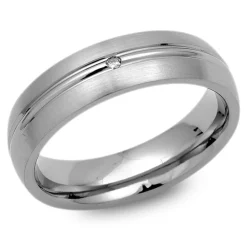 Exklusiver Ring Titan mit Glanzrille & Diamant TR0041SL