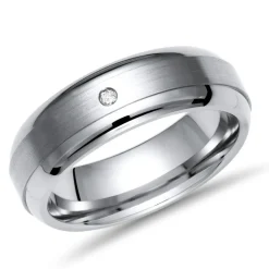 Exklusiver Ring Titan 6mm matt mit Diamant TR0006SL