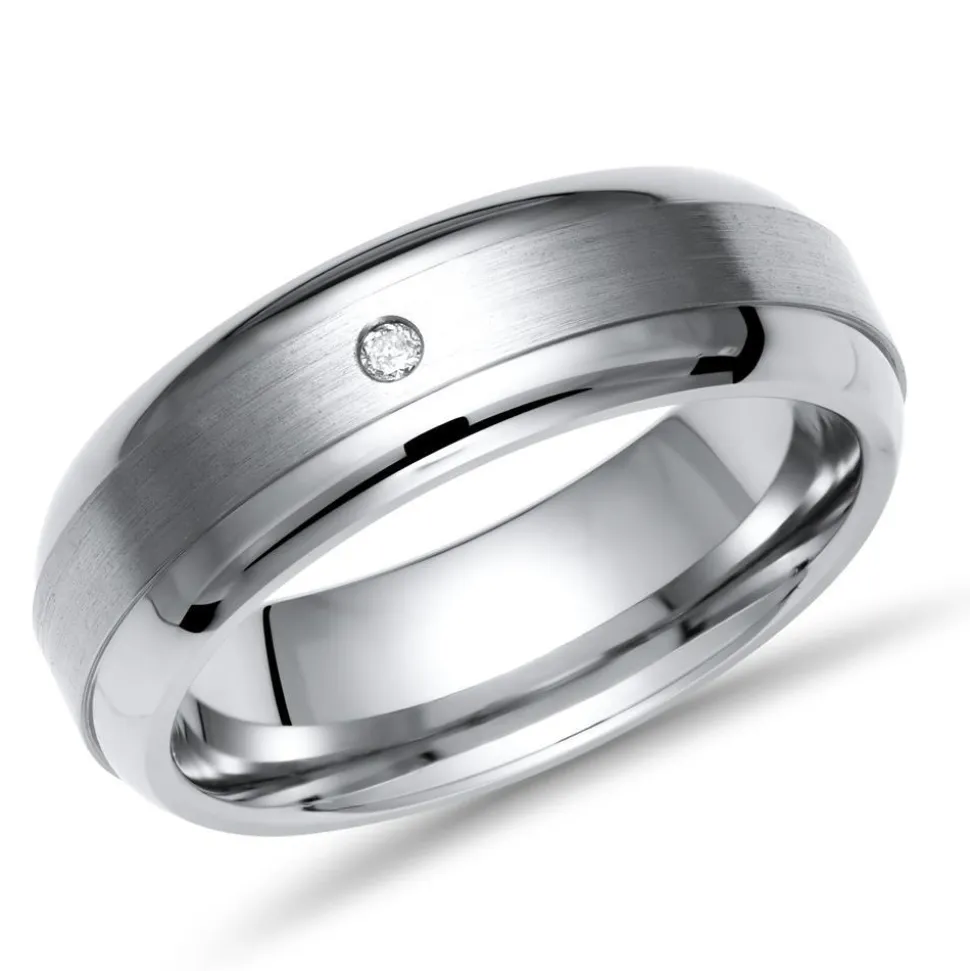 Exklusiver Ring Titan 6mm matt mit Diamant TR0006SL