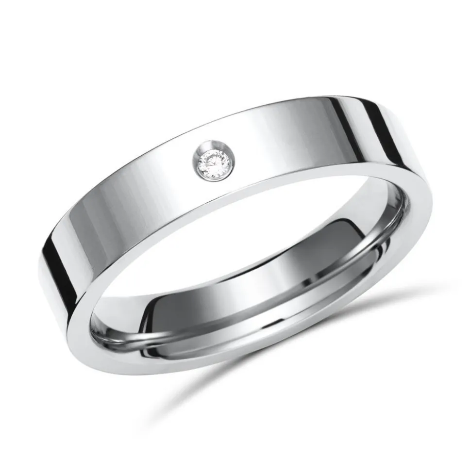 Exklusiver Titan Ring hochglanzpoliert & Diamant TR0085SL