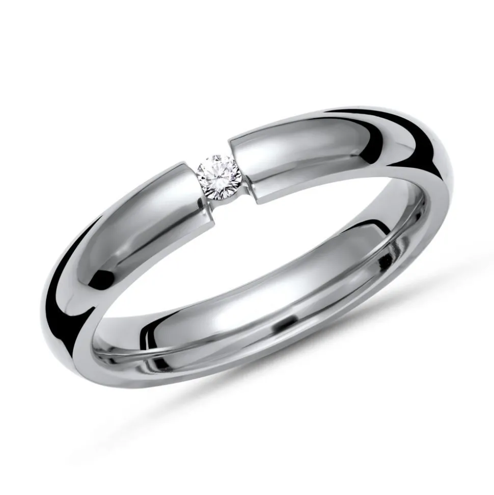 Exklusiver Titan-Spannring mit Diamant 0,05 ct. TR0070SL