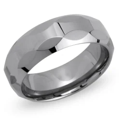 Facettierter Wolframring Lasergravur robust TUR0004lge