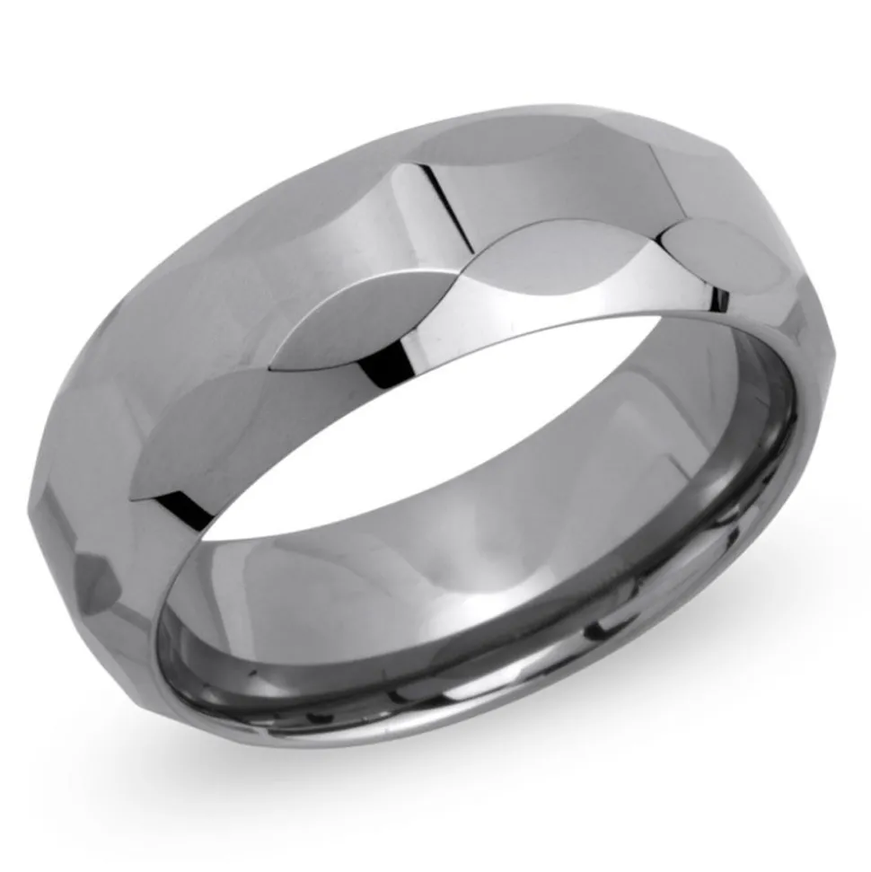 Facettierter Wolframring Lasergravur robust TUR0004lge