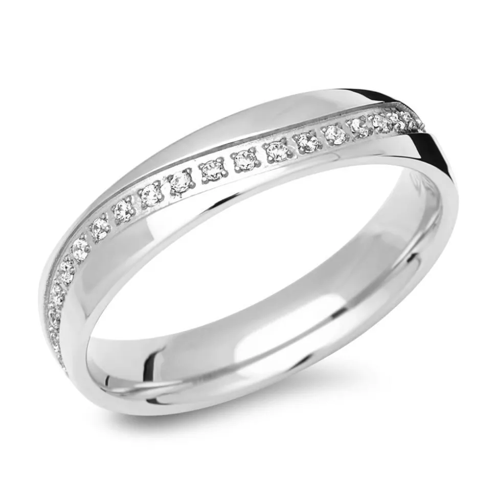 Feiner Damenring aus Edelstahl 19 Steine R9221czSL