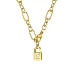 Figaro Damenkette aus Edelstahl mit Schloss, IP Gold 2032521