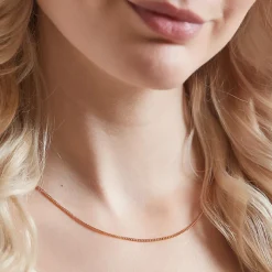 Flach-Panzerkette aus 585er Roségold, 1,7 mm Stärke BIN1113-14KRSL