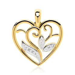 Floraler Herzanhänger aus 14K Gold mit Diamant DP0183SL