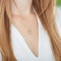 Floraler Herzanhänger aus 14K Gold mit Diamant DP0183SL