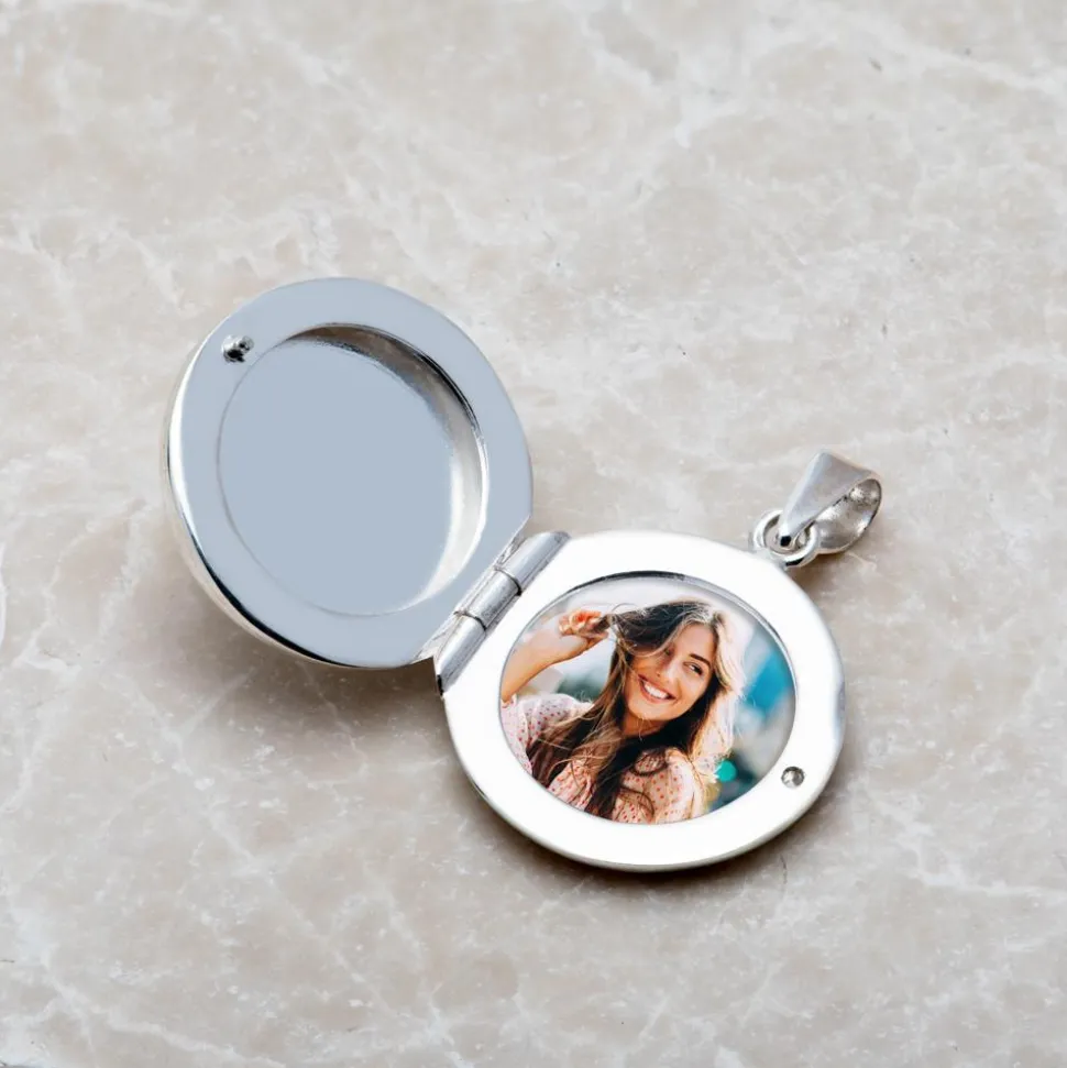 Florales Medaillon aus Sterlingsilber gravierbar SP0954SL