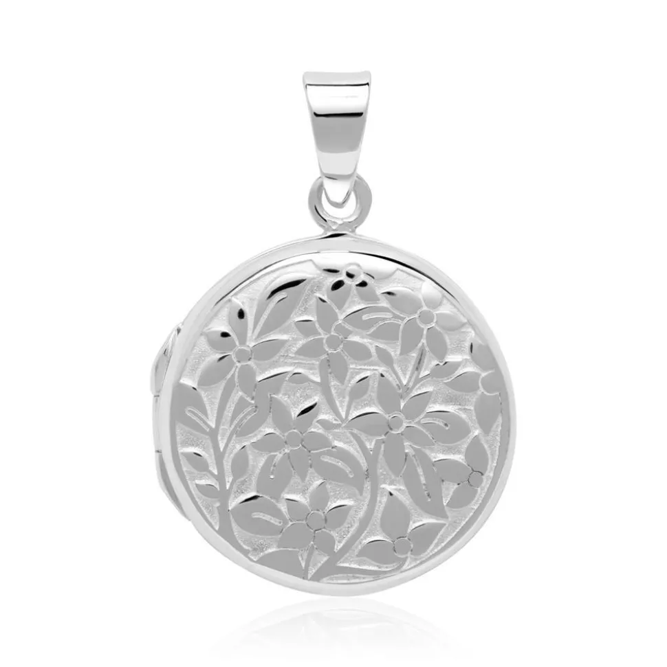 Florales Medaillon aus Sterlingsilber gravierbar SP0954SL