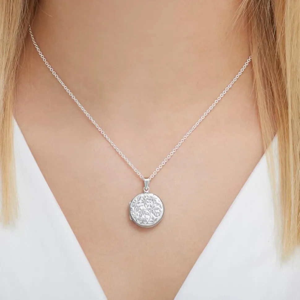 Florales Medaillon aus Sterlingsilber gravierbar SP0954SL