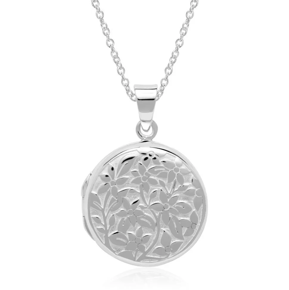 Florales Medaillon aus Sterlingsilber gravierbar SP0954SL