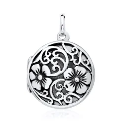 Florales Medaillon aus Sterlingsilber gravierbar SP0968SL