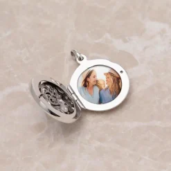 Florales Medaillon aus Sterlingsilber gravierbar SP0968SL