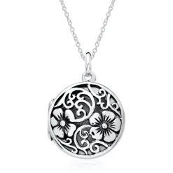 Florales Medaillon aus Sterlingsilber gravierbar SP0968SL