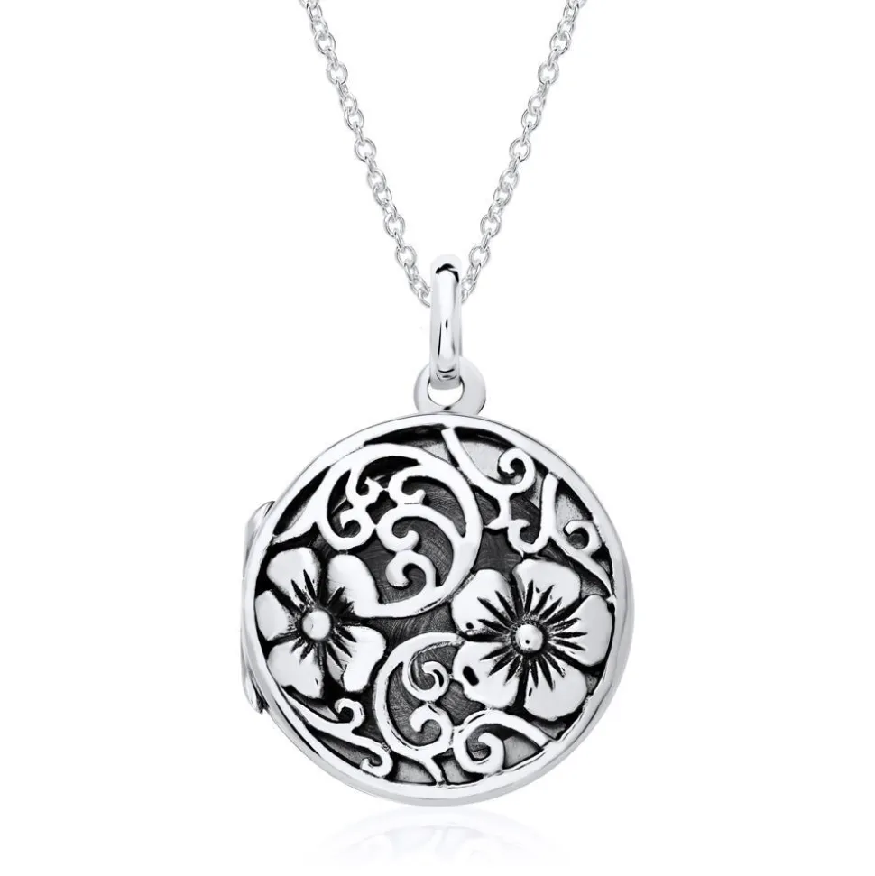 Florales Medaillon aus Sterlingsilber gravierbar SP0968SL