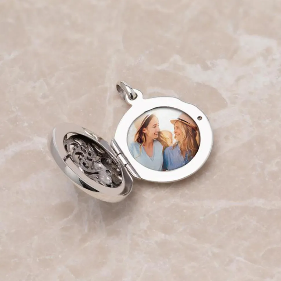 Florales Medaillon aus Sterlingsilber gravierbar SP0968SL