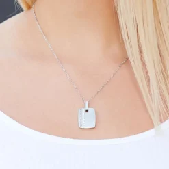 Funkelnder Edelstahl-Anhänger gravierbar Zirkonia P5175SL