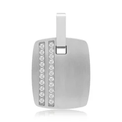 Funkelnder Edelstahl-Anhänger gravierbar Zirkonia P5175SL