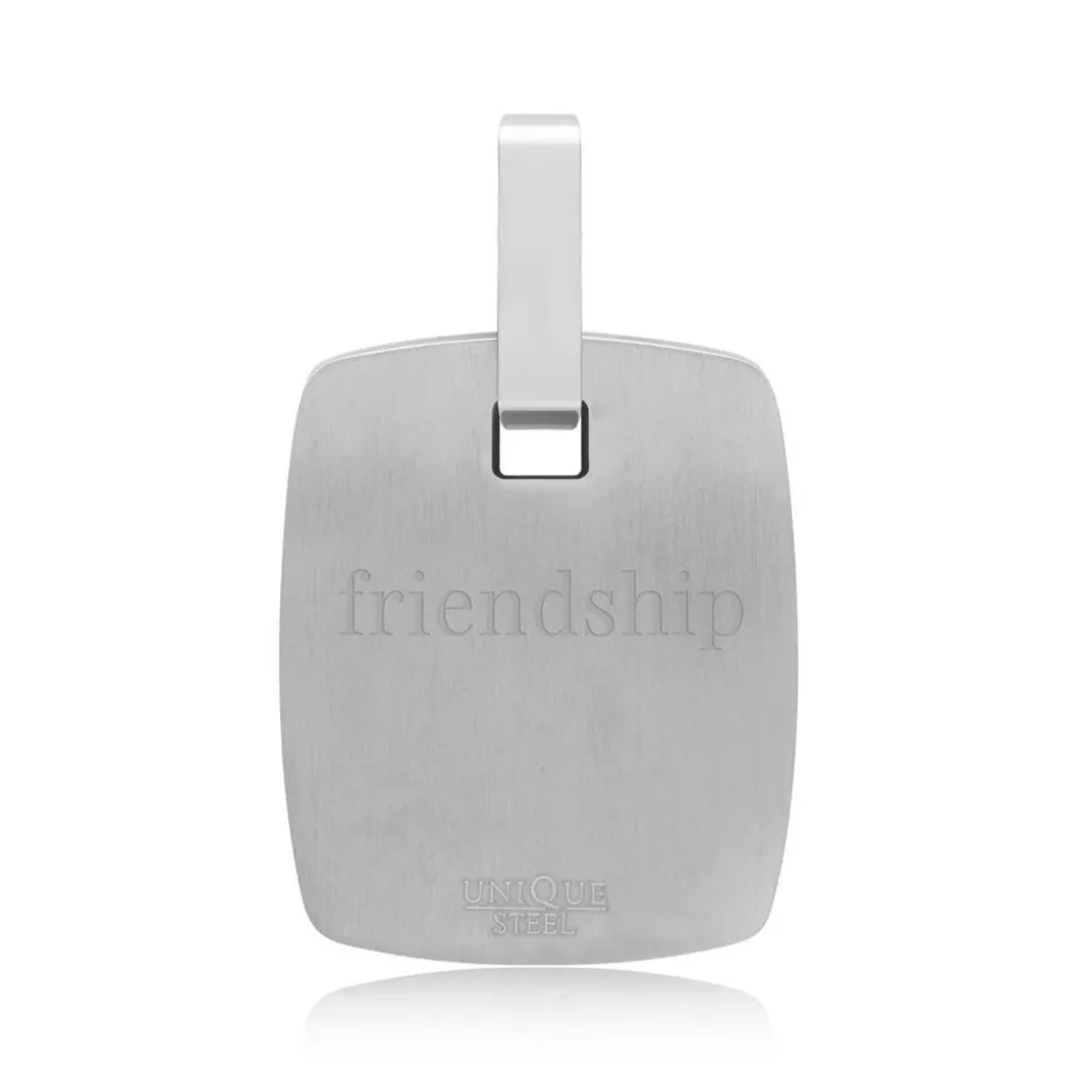 Funkelnder Edelstahl-Anhänger gravierbar Zirkonia P5175SL