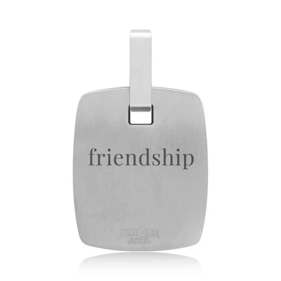 Funkelnder Edelstahl-Anhänger gravierbar Zirkonia P5175SL