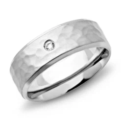 Gehämmerter Ring Edelstahl 7mm Zirkonia R9088czSL