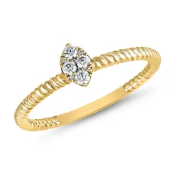 Gelbgold Kordelring mit Diamanten für Damen BDR0095-GSL