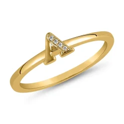 Gelbgoldener Buchstabenring mit Brillanten BDR0125-GSL