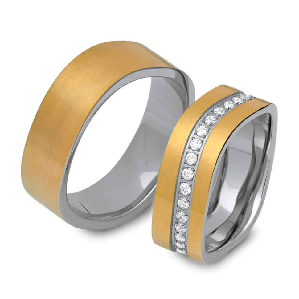 Gelbvergoldete Eheringe mattiert geschwungen R9212s