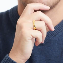 Gelbvergoldeter Herrenring Edelstahl R9222SL