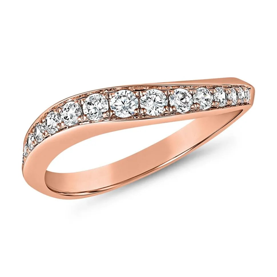 Geschwungener Damenring mit Diamanten, Roségold BDR0064-RSL