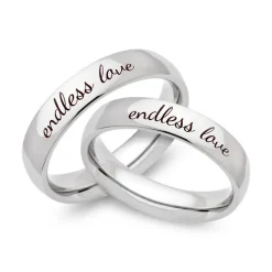 Glänzende Edelstahl Eheringe mit Lasergravur R9104lg