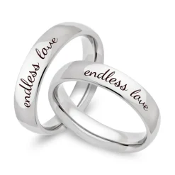 Glänzende Edelstahl Eheringe mit Lasergravur R9104lg