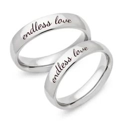 Glänzende Edelstahl Eheringe mit Lasergravur R9104lg