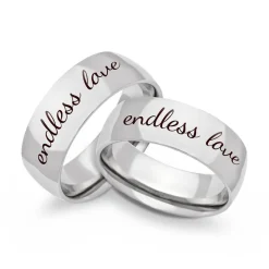 Glänzende Edelstahl Eheringe mit Lasergravur R9101lg