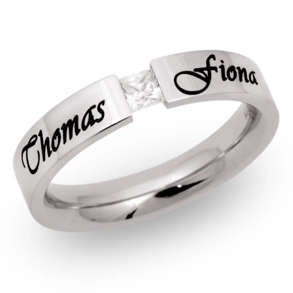 Glänzender Edelstahlring inkl. Lasergravur R9110czlge