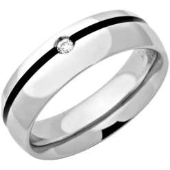 Glänzender Edelstahlring Zirkonia Lack 6mm R9114czSL