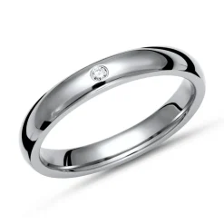 Glänzender Ring Titan in 3mm Breite mit Diamant TR0061SL