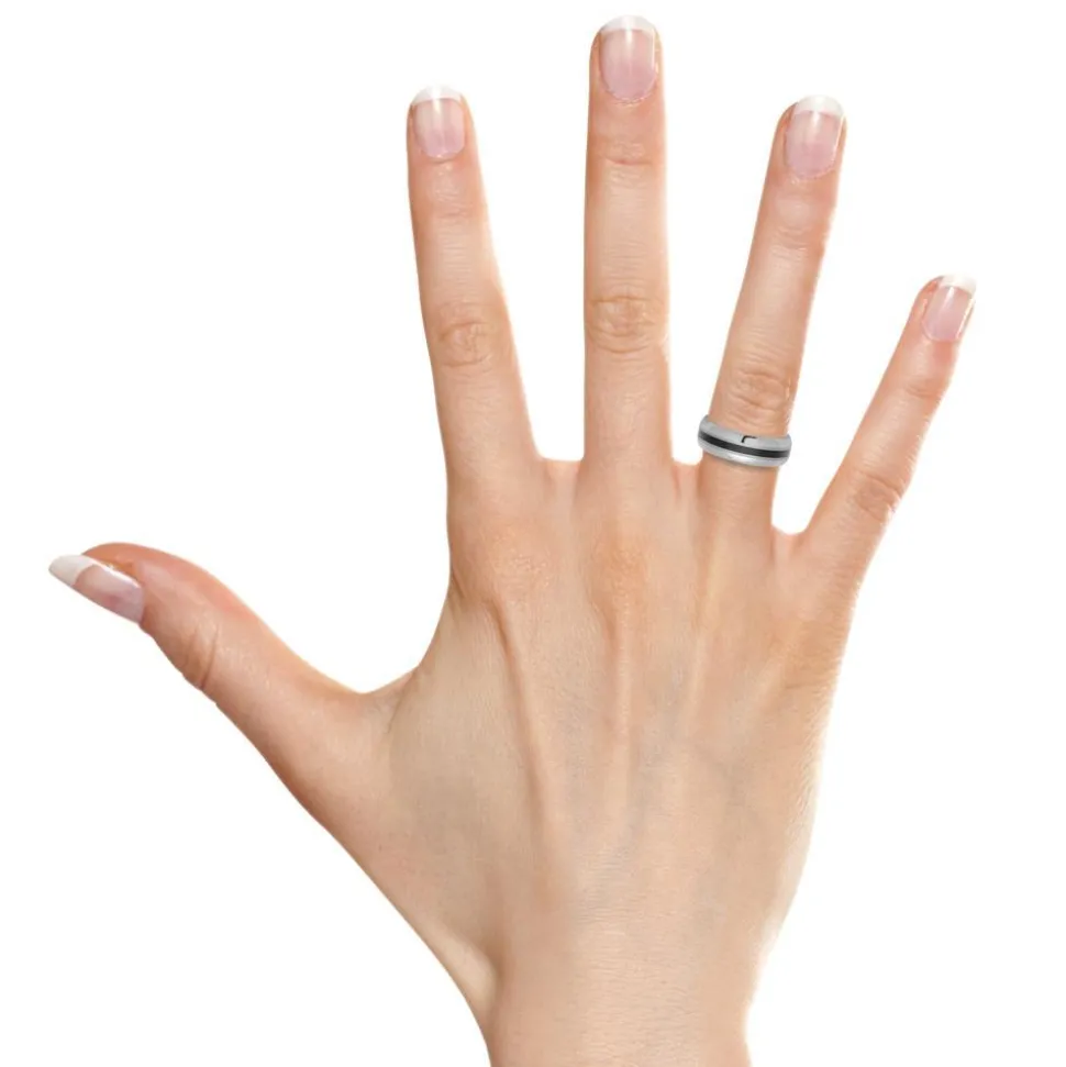 Glänzender Wolframring, schw. Lack, robust TUR0012SL