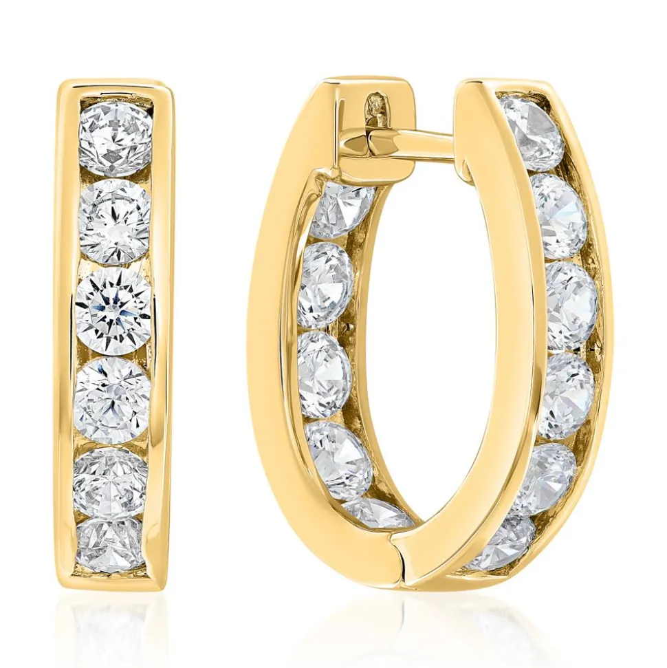 Gold Creolen für Damen mit Diamanten BDE0041-GSL