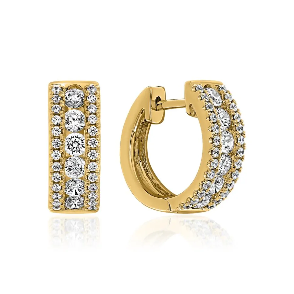 Gold Ohrringe für Damen mit Brillanten, Lab Grown BDE0060LG-GSL