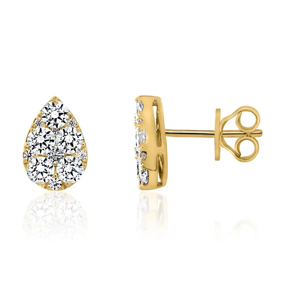 Gold Ohrschmuck Tropfen für Damen mit Brillanten BDE0070-GSL