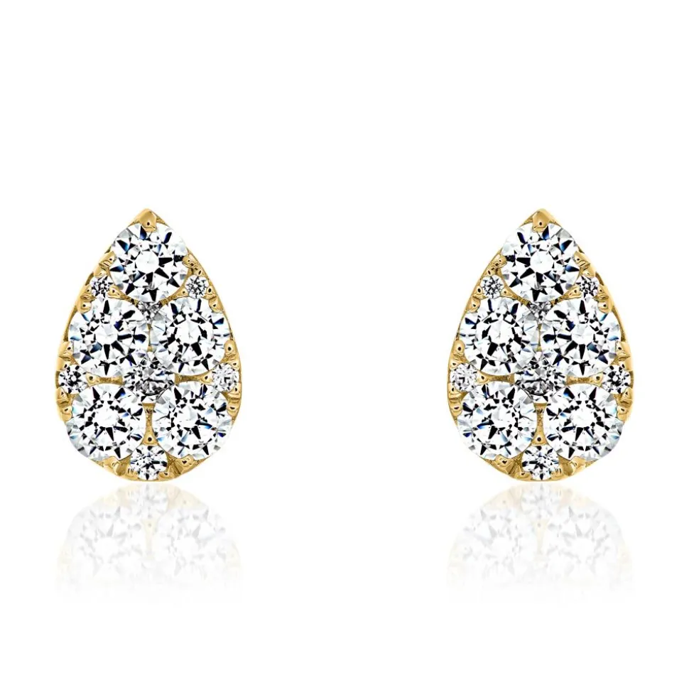 Gold Ohrschmuck Tropfen für Damen mit Brillanten BDE0070-GSL