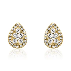 Gold Ohrstecker Tropfen für Damen mit Diamanten BDE0068-GSL